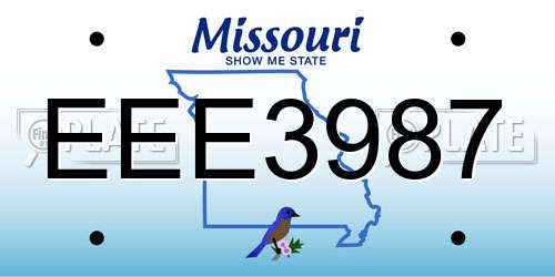 EEE3987 Missouri License Plate
