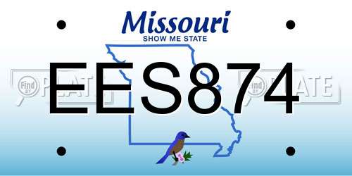 EES874 Missouri License Plate