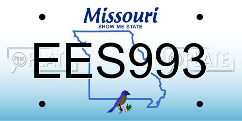 EES993 Missouri License Plate