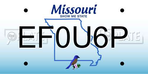 EF0U6P Missouri License Plate