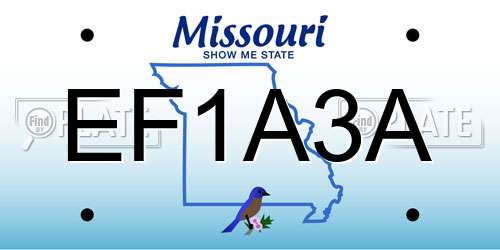 EF1A3A Missouri License Plate
