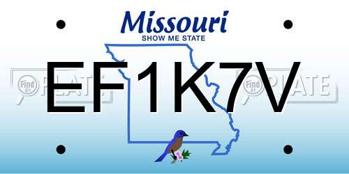 EF1K7V Missouri License Plate