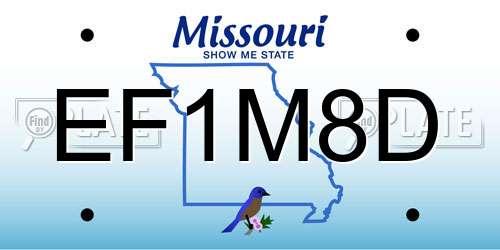 EF1M8D Missouri License Plate
