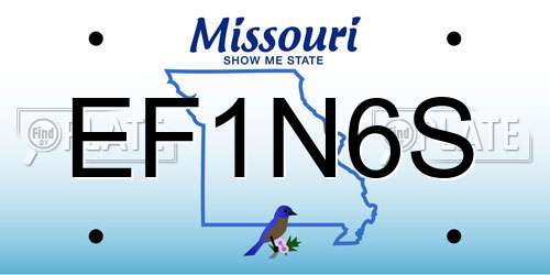 EF1N6S Missouri License Plate