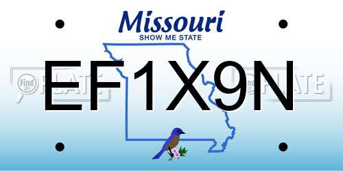 EF1X9N Missouri License Plate
