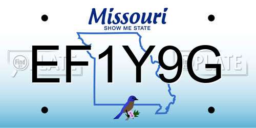 EF1Y9G Missouri License Plate