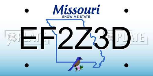 EF2Z3D Missouri License Plate