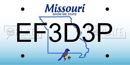EF3D3P Missouri License Plate