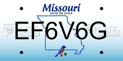 EF6V6G Missouri License Plate