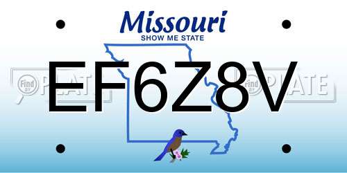 EF6Z8V Missouri License Plate