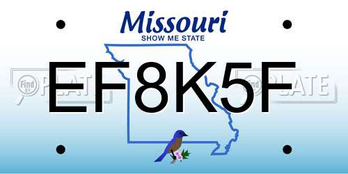 EF8K5F Missouri License Plate