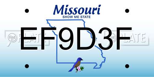 EF9D3F Missouri License Plate
