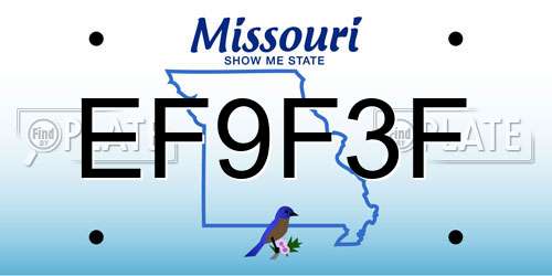 EF9F3F Missouri License Plate