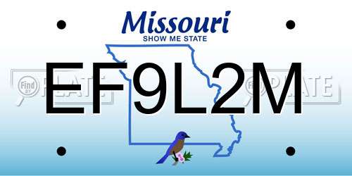 EF9L2M Missouri License Plate