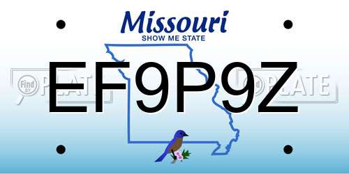 EF9P9Z Missouri License Plate