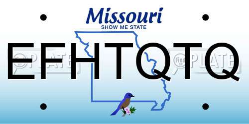 EFHTQTQ Missouri License Plate