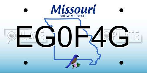 EG0F4G Missouri License Plate