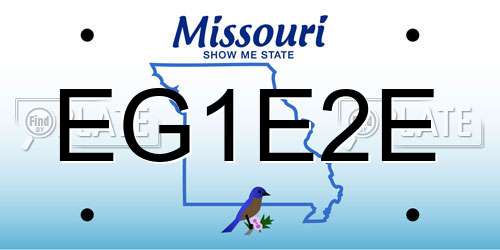 EG1E2E Missouri License Plate