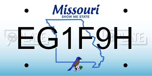 EG1F9H Missouri License Plate