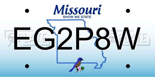 EG2P8W Missouri License Plate
