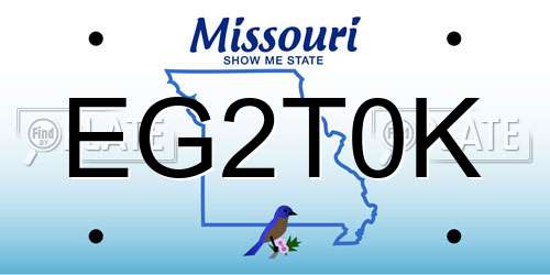 EG2T0K Missouri License Plate