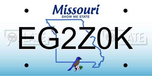 EG2Z0K Missouri License Plate
