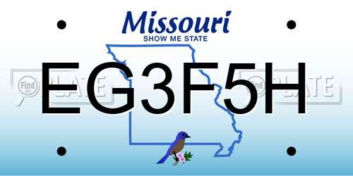 EG3F5H Missouri License Plate