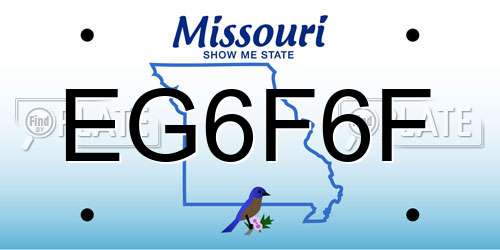 EG6F6F Missouri License Plate
