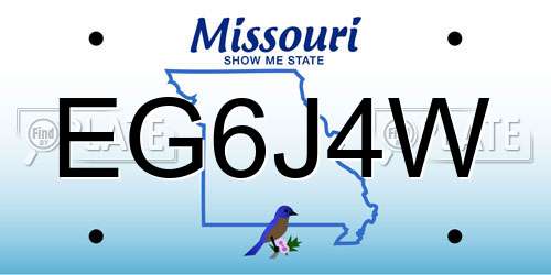 EG6J4W Missouri License Plate