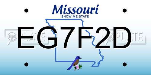 EG7F2D Missouri License Plate