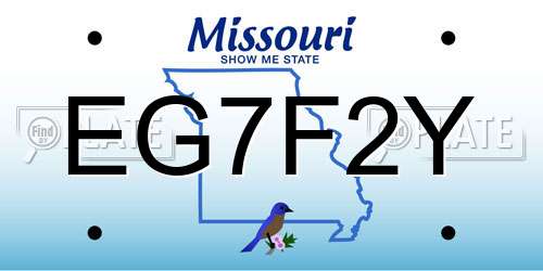 EG7F2Y Missouri License Plate
