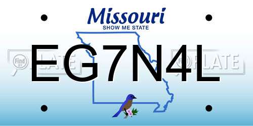 EG7N4L Missouri License Plate