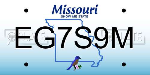EG7S9M Missouri License Plate