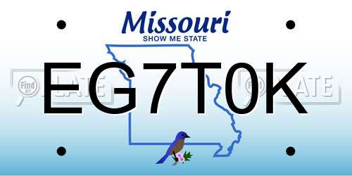 EG7T0K Missouri License Plate