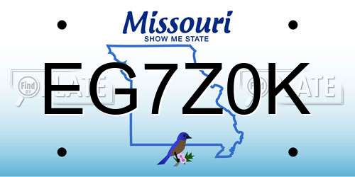EG7Z0K Missouri License Plate