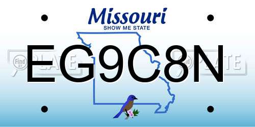 EG9C8N Missouri License Plate