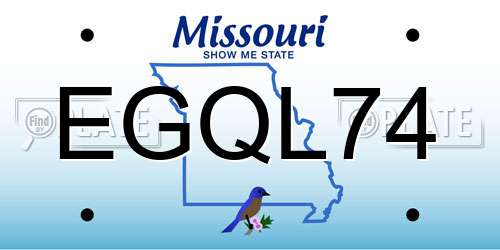 EGQL74 Missouri License Plate