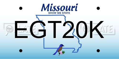 EGT20K Missouri License Plate