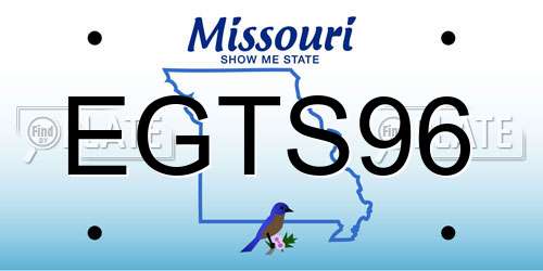 EGTS96 Missouri License Plate