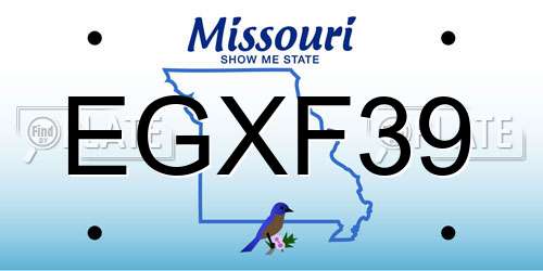 EGXF39 Missouri License Plate