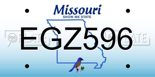 EGZ596 Missouri License Plate
