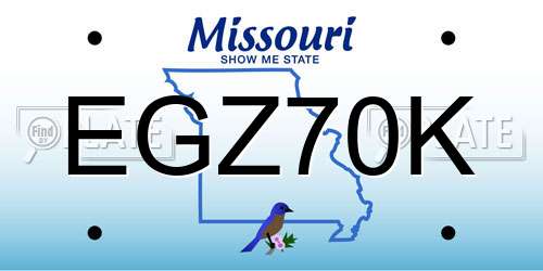 EGZ70K Missouri License Plate