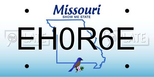 EH0R6E Missouri License Plate