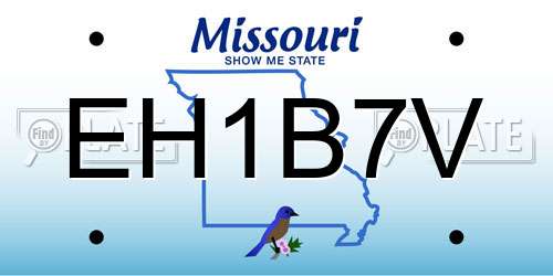 EH1B7V Missouri License Plate