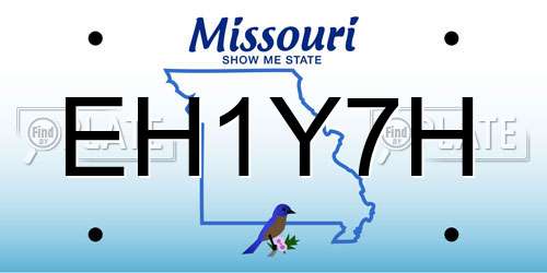 EH1Y7H Missouri License Plate