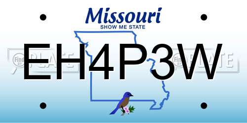 EH4P3W Missouri License Plate