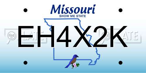 EH4X2K Missouri License Plate