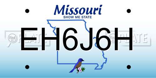 EH6J6H Missouri License Plate