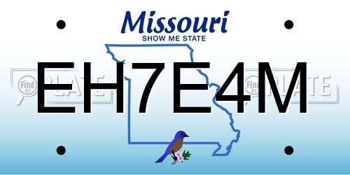 EH7E4M Missouri License Plate