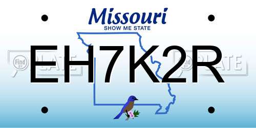 EH7K2R Missouri License Plate